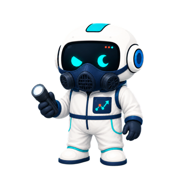 Geo, the This Is GEO robot, dressed for mold remediation with a respirator and inspection light